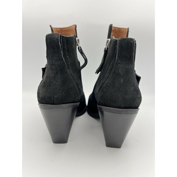 Antonio Melani Womans Suede Cowgirl Pointy Toe Western Ankle Boots Block Heel 9 - Picture 5 of 7